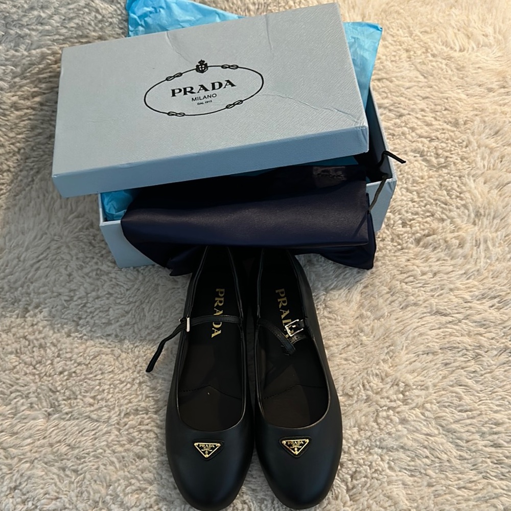 Prada Black Leather Flats